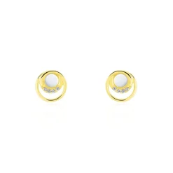 Boucles D'oreilles Puces Kamilka Or Jaune Nacre Et Oxydes