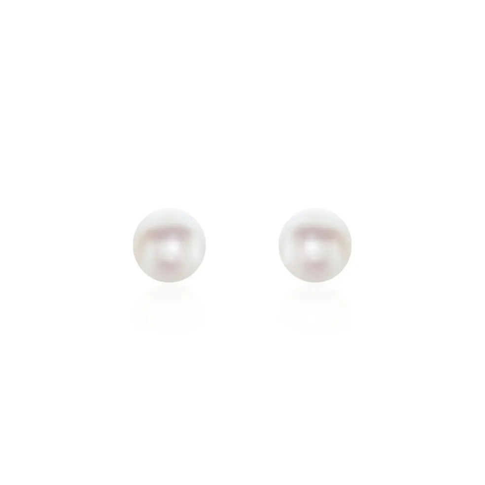 Boucles D'oreilles Puces Kesya Nacres Bouton Or Jaune Perle De Culture
