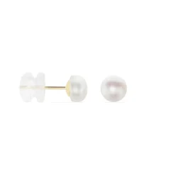 Boucles D'oreilles Puces Kesya Nacres Bouton Or Jaune Perle De Culture