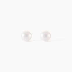 Boucles D'oreilles Puces Kesya Nacres Bouton Or Jaune Perle De Culture