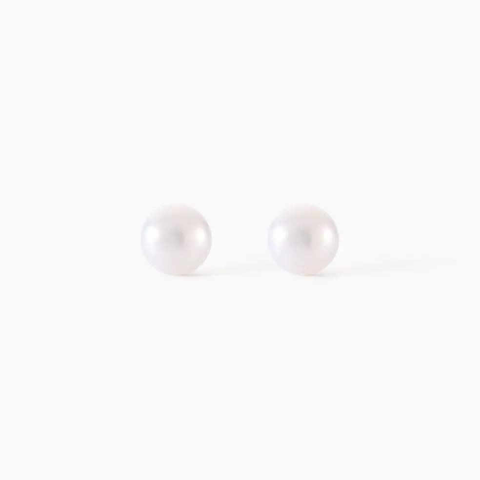 Boucles D'oreilles Puces Kesya Nacres Bouton Or Jaune Perle De Culture