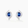 Boucles D'oreilles Puces Lydia Or Blanc Saphir