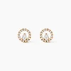 Boucles D'oreilles Puces Lila Plaqué Or Jaune Oxyde De Zirconium
