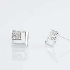 Boucles D'oreilles Puces Liana Or Blanc Diamant