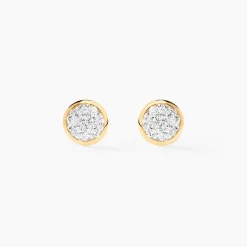 Boucles D'oreilles Puces Lane Or Jaune Strass