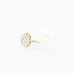 Boucles D'oreilles Puces Lane Or Jaune Strass