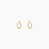 Boucles D'oreilles Puces Lisianthus Or Jaune Oxyde