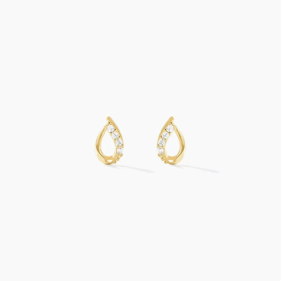 Boucles D'oreilles Puces Lisianthus Or Jaune Oxyde