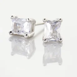 Boucles D'oreilles Puces Mathilda Argent Blanc Oxyde De Zirconium