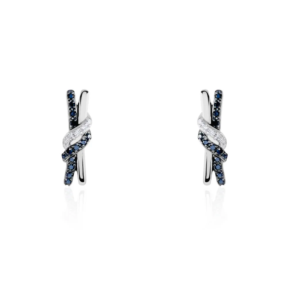 Boucles D'oreilles Puces Marina Or Blanc Diamant