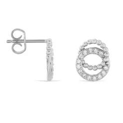 Boucles D'oreilles Puces Magou Argent Blanc Oxyde De Zirconium