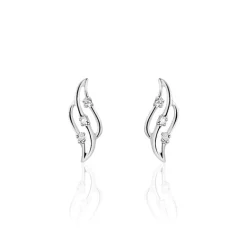 Boucles D'oreilles Puces Marnie Or Blanc Diamant
