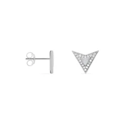 Boucles D'oreilles Puces Moric Argent Blanc Oxyde De Zirconium Nacre