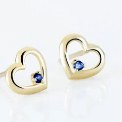 Boucles D'oreilles Puces Martella Or Jaune Saphir