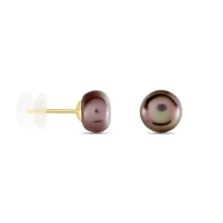 Boucles D'oreilles Puces Micaelle Teintees Or Jaune Perle De Culture