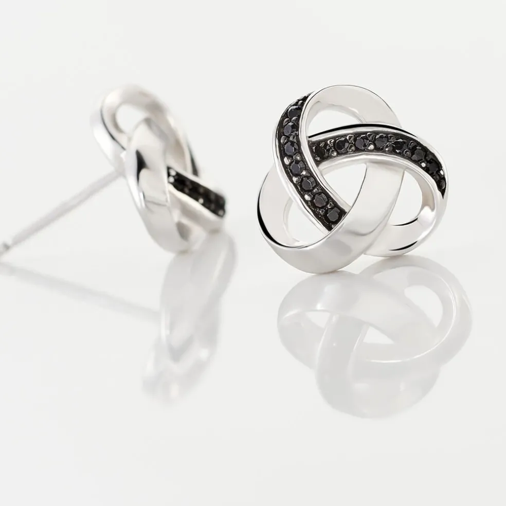 Boucles D'oreilles Puces Melina Argent Blanc Oxyde De Zirconium