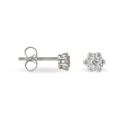 Boucles D'oreilles Puces Magnolia Or Blanc Diamant