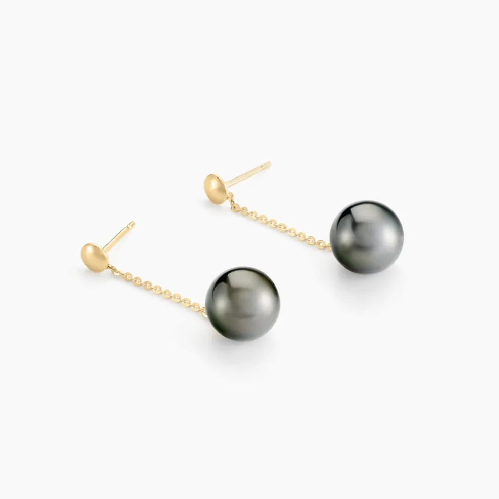 Boucles D'oreilles Puces Marie-noela Or Jaune Perle De Tahiti