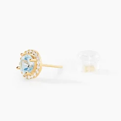 Boucles D'Oreilles Puces Munira Or Jaune Topaze Oxyde De Zirconium