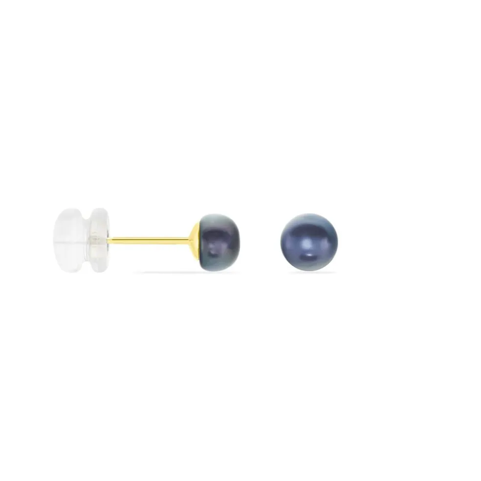 Boucles D'oreilles Puces Micaelle Teintees Or Jaune Perle De Culture