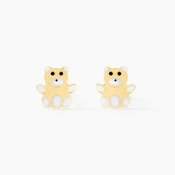 Boucles D'oreilles Puces Mae Ourson Or Jaune