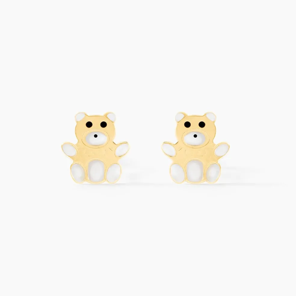 Boucles D'oreilles Puces Mae Ourson Or Jaune