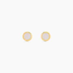 Boucles D'Oreilles Puces Nikandros Or Jaune Nacre