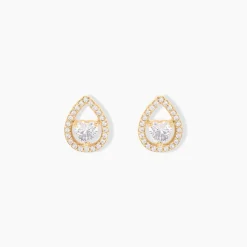 Boucles D'oreilles Puces Norig Plaqué Or Jaune Oxyde De Zirconium