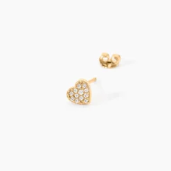 Boucles D'Oreilles Puces Nafissa Plaque Or Jaune Oxyde De Zirconium