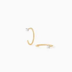 Boucles D'Oreilles Puces Nefertari Or Jaune Oxyde De Zirconium