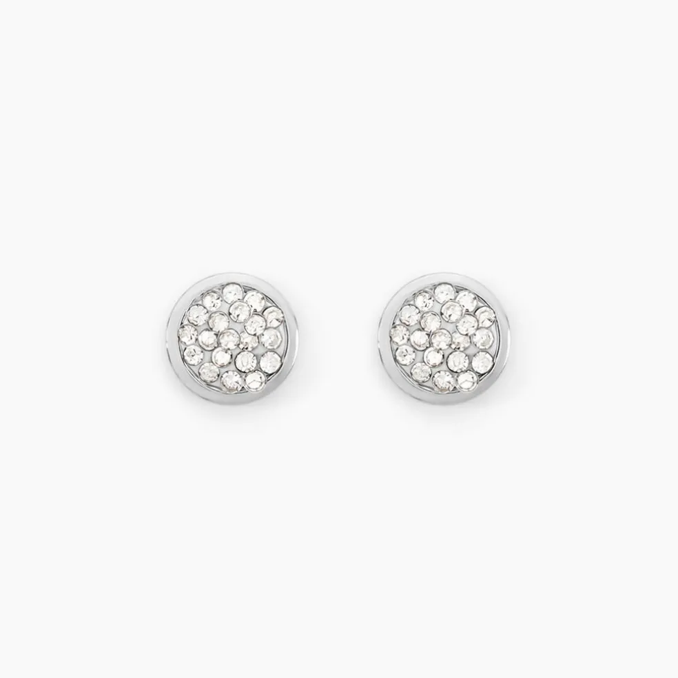 Boucles D'oreilles Puces Or Blanc Strass