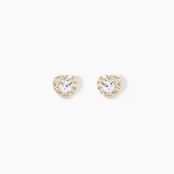 Boucles D'oreilles Puces Or Jaune Festuca Oxydes De Zirconium