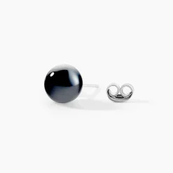 Boucles D'oreilles Puces Orbe Argent Blanc Céramique