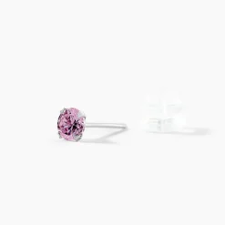 Boucles D'oreilles Puces Or Blanc Oxydes De Zirconium