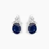 Boucles D'oreilles Puces Or Blanc Marie Saphirs Diamants