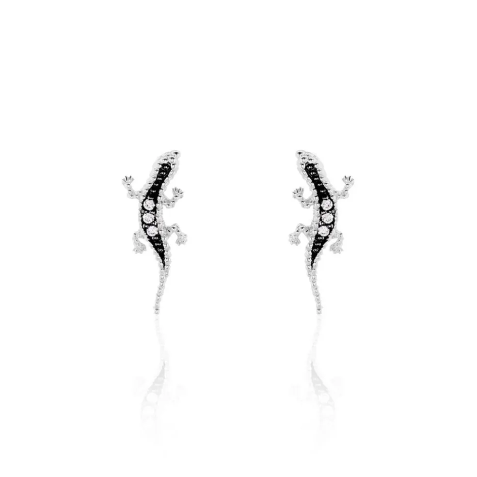 Boucles D'oreilles Puces Oya Argent Blanc Oxyde De Zirconium