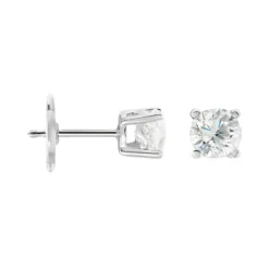 Boucles D'oreilles Puces Or Blanc Victoria Diamants