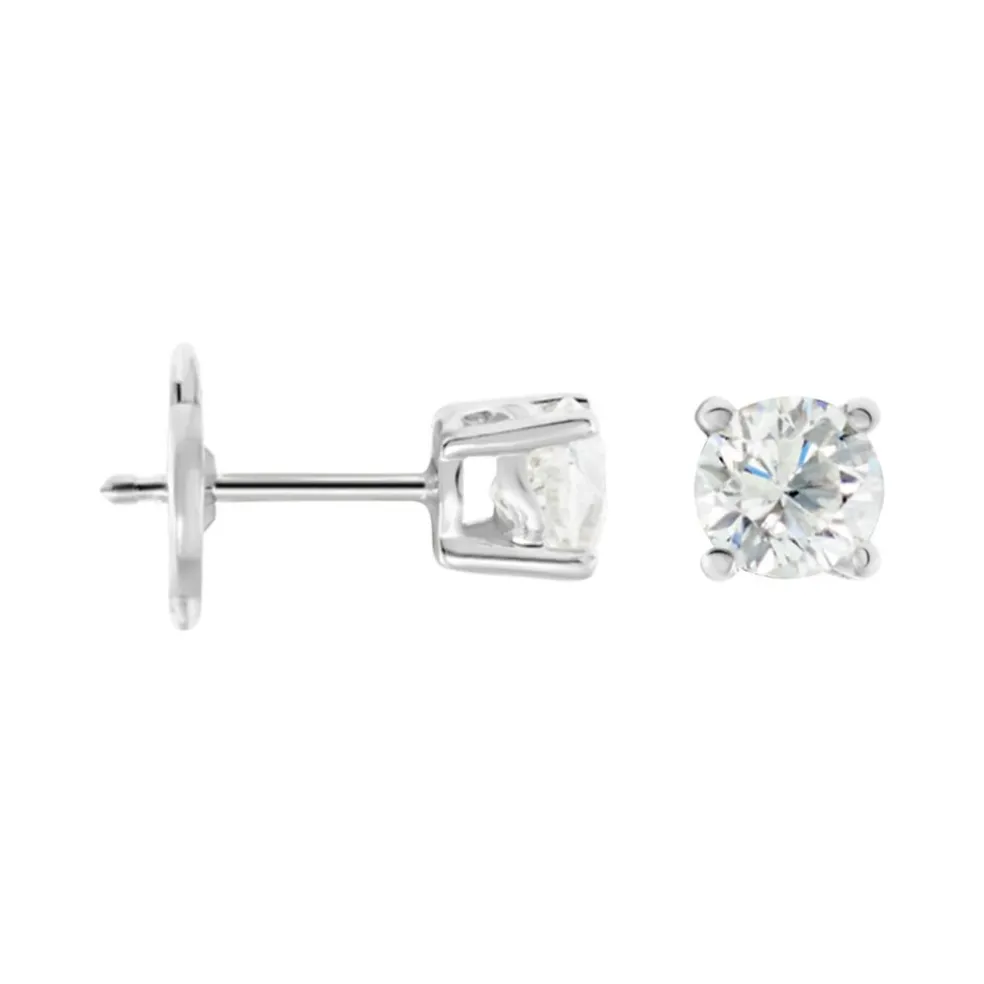 Boucles D'oreilles Puces Or Blanc Victoria Diamants