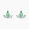 Boucles D'oreilles Puces Or Blanc Febe Emeraude Diamant