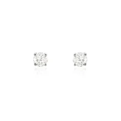 Boucles D'oreilles Puces Or Blanc  Diamants Synthétique
