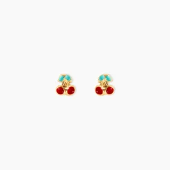 Boucles D'oreilles Puces Or Jaune Helicie Email