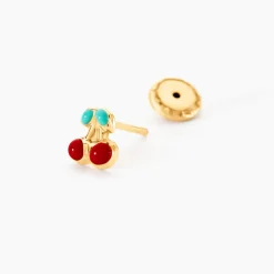Boucles D'oreilles Puces Or Jaune Helicie Email