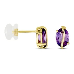 Boucles D'oreilles Puces Or Jaune Prudencia Améthystes