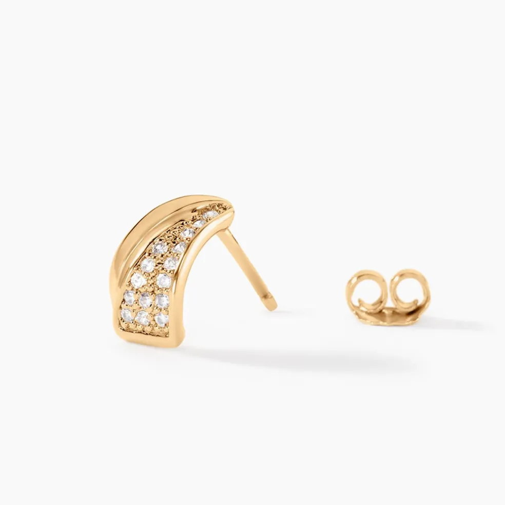 Boucles D'oreilles Puces Oliwia Plaqué Or Jaune Oxyde De Zirconium