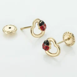 Boucles D'oreilles Puces Or Jaune Syringa Smalto