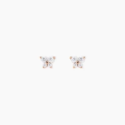 Boucles D'oreilles Puces Or Rose Oxydes De Zirconium