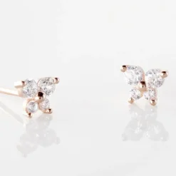 Boucles D'oreilles Puces Or Rose Oxydes De Zirconium