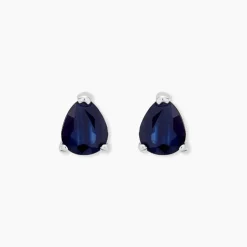Boucles D'oreilles Puces Or Blanc Isador Saphir