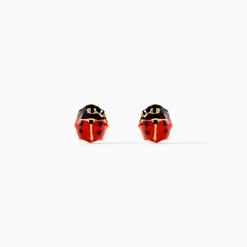 Boucles D'oreilles Puces Or Jaune Helidie Email