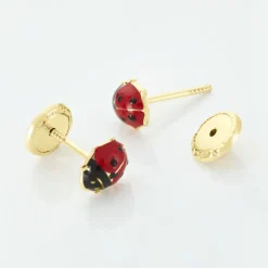 Boucles D'oreilles Puces Or Jaune Helidie Email